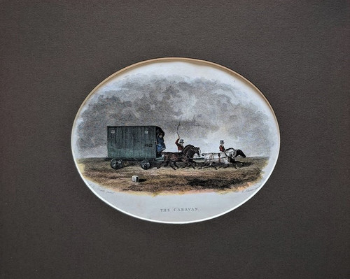 (Rare) antique print of 'The Caravan' - published 1838, in oval mount