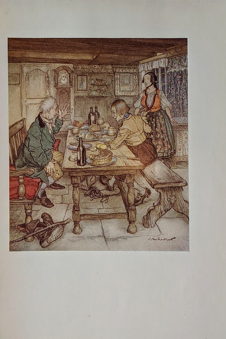 Vintage print, published 1932, "Little Claus and Big Claus", illustrated by Arthur Rackham