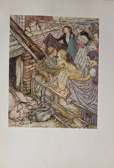 Vintage print, published 1932, "The Swineherd", illustrated by Arthur Rackham