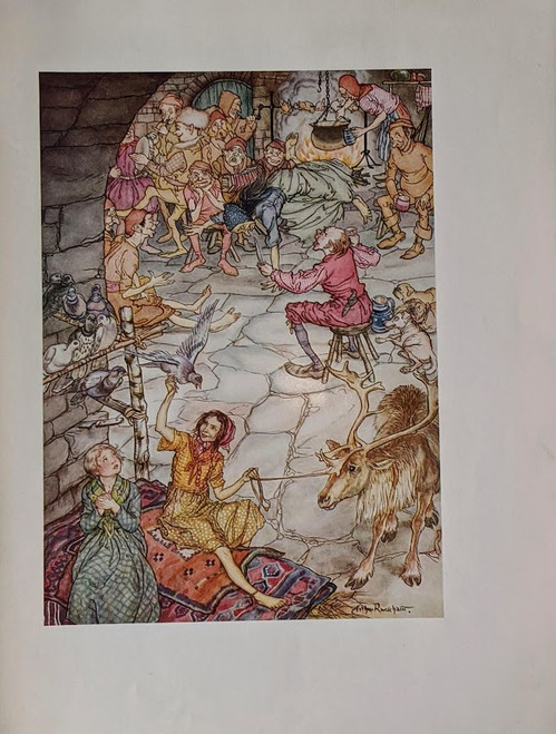 Vintage print, 1932, "Gerda and the little Robber Girl", illustrated by Arthur Rackham