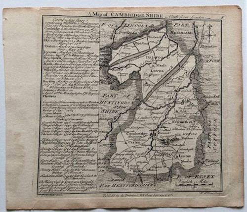 Antique Map (1742) - CAMBRIDGESHIRE by Badeslade