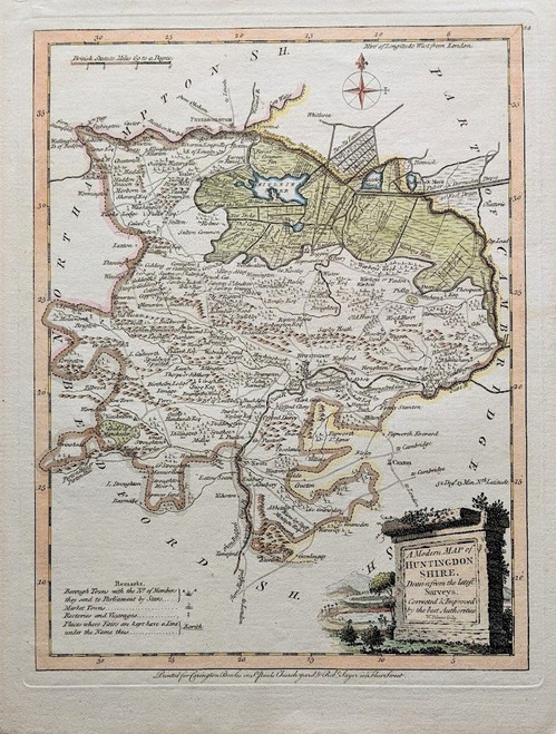 Antique map (1766) - HUNTINGDONSHIRE by John Ellis