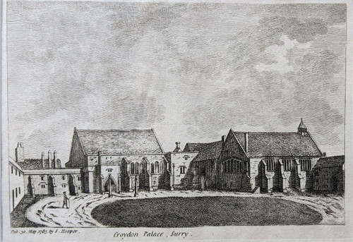 Antique print of Croydon Palace, Surry - published 1785