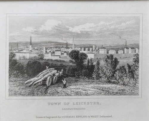 Antique print of Leicester, published 1845