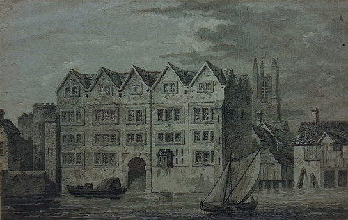 Antique print of Cold Harbour, Upper Thames Street, London - published c 1820