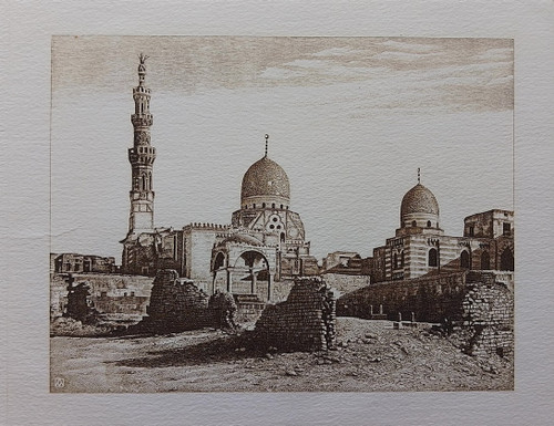 Kait-Bey Mosque, Cairo, Egypt - wood engraved large print, in sepia tones