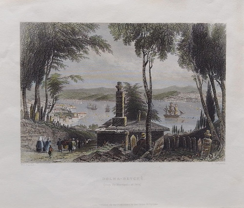 Antique print of Dolma-Batche, nr Istanbul, Turkey - published 1838