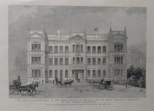 Old woodcut print from The Graphic - The Royal College of Surgeons/ Physicians - published 1886
