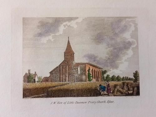 Antique print of Little Dunmow Priory Church, Essex - published 1786