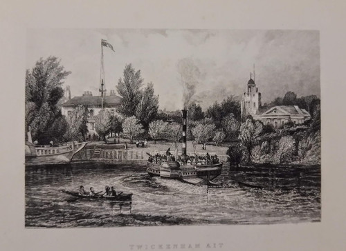 Antique print of Twickenham Ait, Middlesex - published 1838