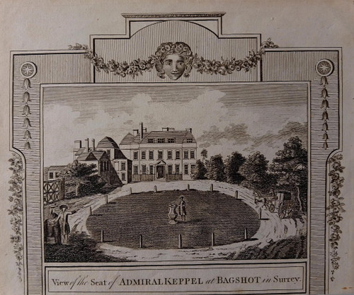Antique print - View of the Seat of Admiral Keppel, Bagshot, Surrey - published 1784