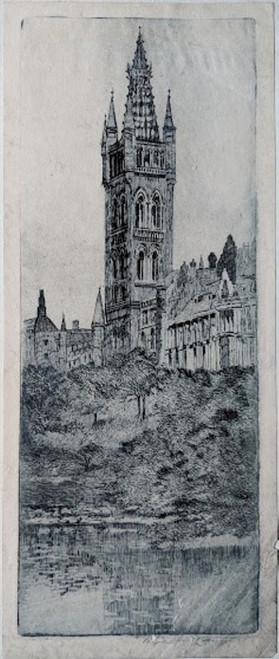 University of Glasgow - early 20th century etching by W. Edwin Law