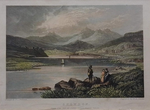 Antique print - Welsh interest - topography - Snowdon