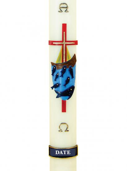 Blue Fish with Red & Gold Cross (Suitable for 3" Candles) (Special offer while stocks last)