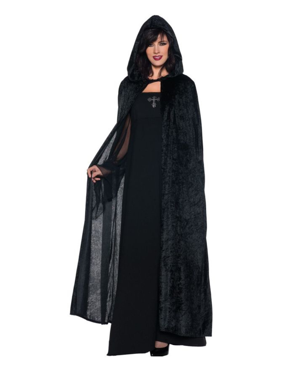 black hooded cape adult costume