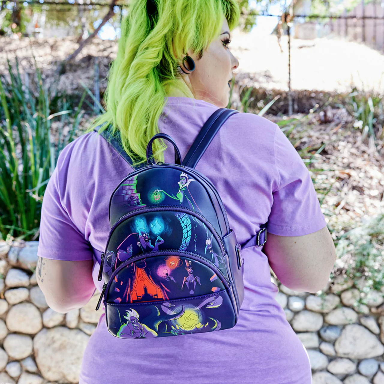 Loungefly Disney Villains Triple Pocket Glow In The Dark Mini Backpack -  Comic Spot