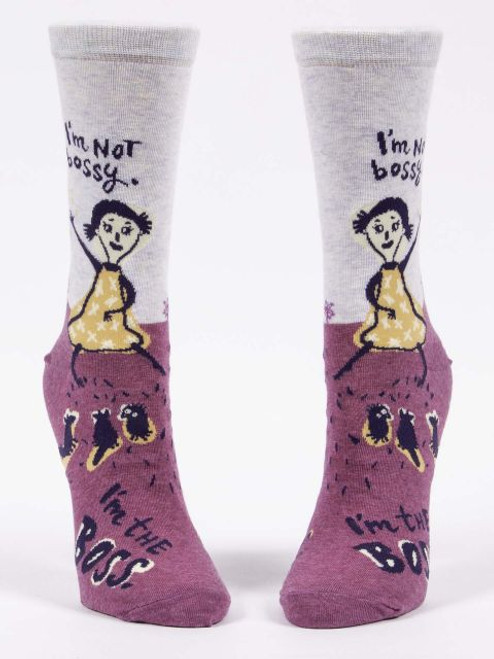 I'm Not Bossy Crew Socks- front view