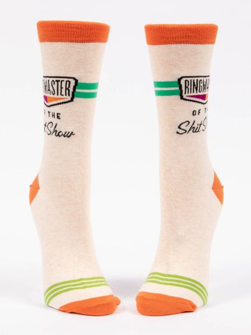 Ringmaster Of The Shitshow Crew Socks- front view