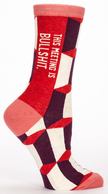 This Meeting is Bullshit Crew Socks- single sock right side view This Meeting is Bullshit Crew Socks- single sock right side view