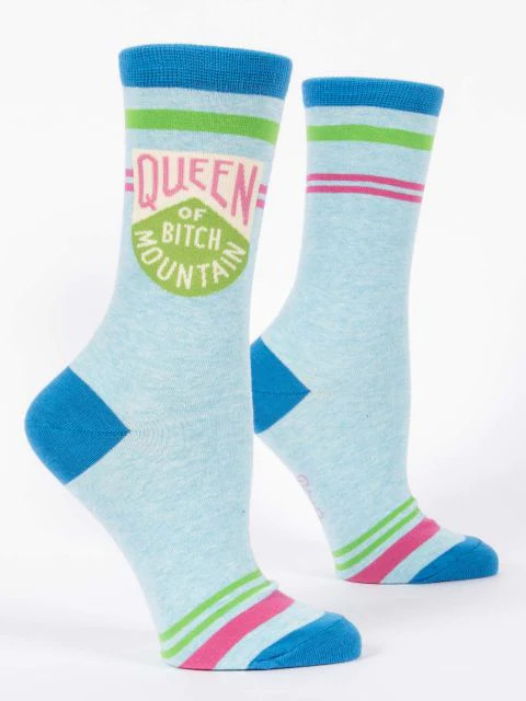 Queen of Bitch Mountain Crew Socks- side view