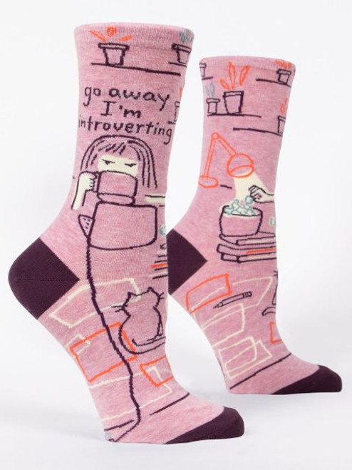 Go Away I'm Introverting Crew Socks- side view
