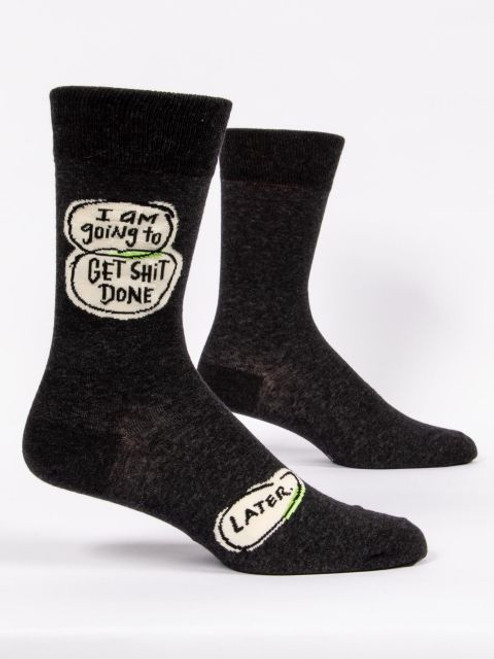 Get Shit Done Later Men's Socks- side view