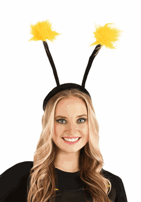 Light-Up Antennae LumenEars Headband- worn by model, gif of glowing and not glowing Light-Up Antennae LumenEars Headband- worn by model, gif of glowing and not glowing