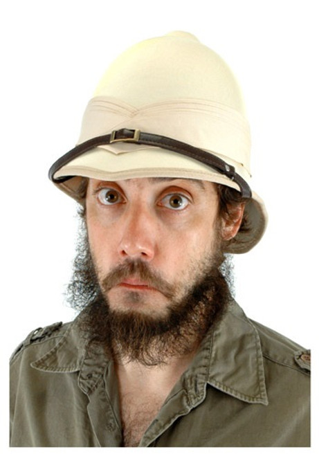 British Pith Adult Helmet- worn by model up close