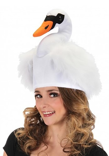 Swan Plush Hat- worn by model