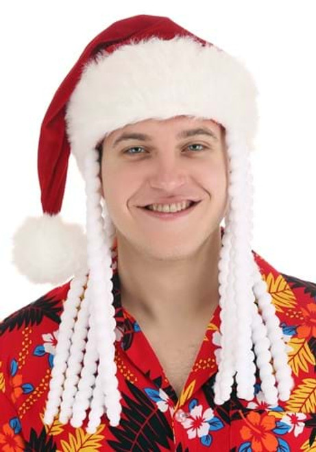 Dread Santa Hat- worn by model front view close up