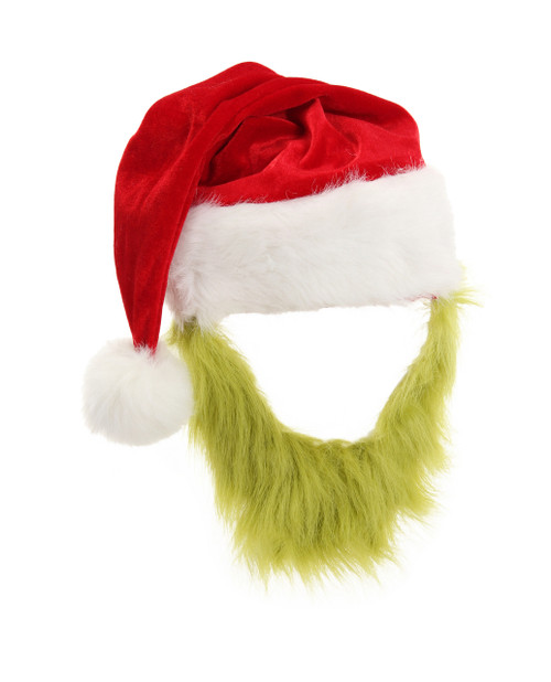 Dr. Seuss The Grinch Plush Hat with Beard- front view