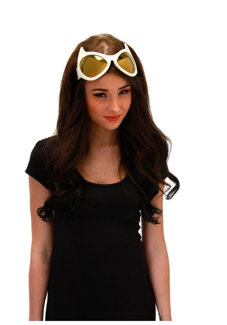 White & Gold Cat Eye Goggles- worn by model