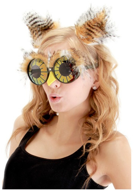 Owl Ears and Glasses Kit- worn by model up close