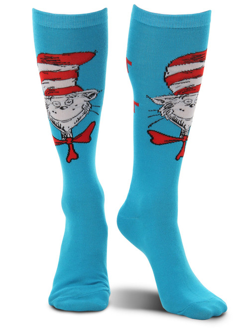 Dr. Seuss- The Cat in the Hat Paws Knee High Socks- worn by model Dr. Seuss- The Cat in the Hat Paws Knee High Socks- worn by model