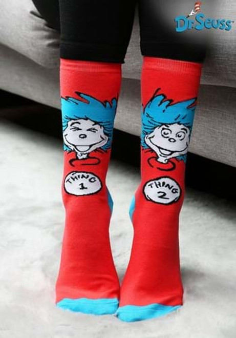 Dr. Seuss- Thing 1&2 Crew Socks- worn by model