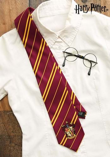Harry Potter- Gryffindor Necktie- laid out on top of shirt