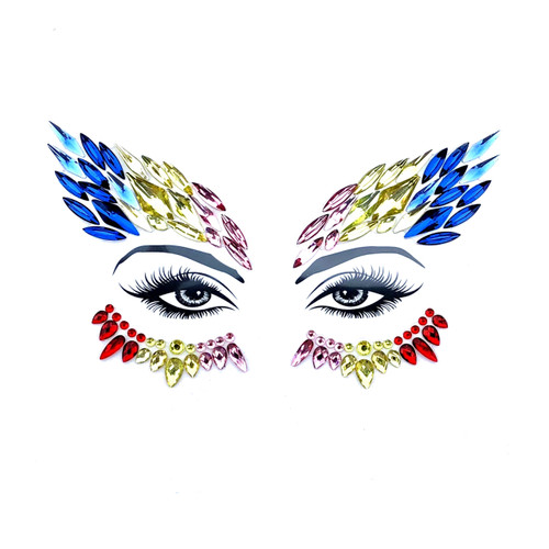 Face Crystals Phoenix Blue/Silver/Red