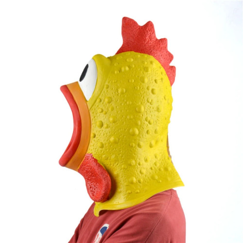 Funny Rubber Chicken Latex Mask- side view
