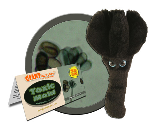 Toxic Mold plushie with informational tag