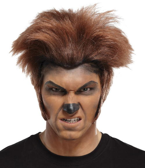 Dark Brown Short Wolfman Wig with Sideburns