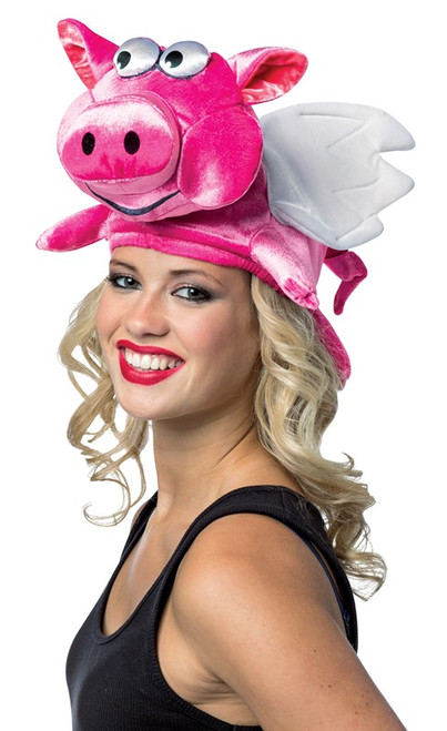 Adult Pink Flying Pig Hat