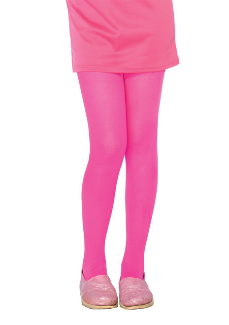 Child neon pink stretch tights.