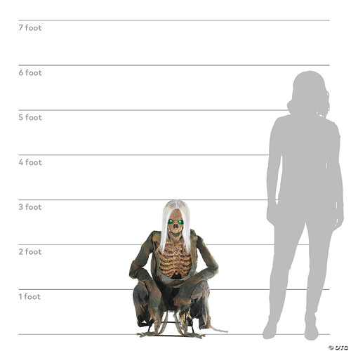 36" Animated Crouching Bones Prop- size comparison