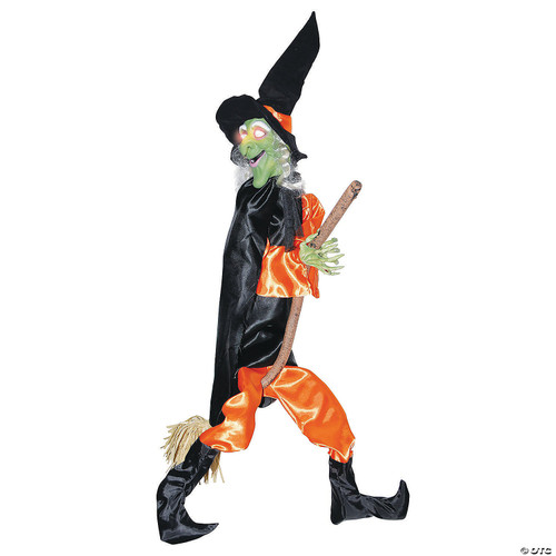 48" Hanging Leg Kicking Witch With Broom