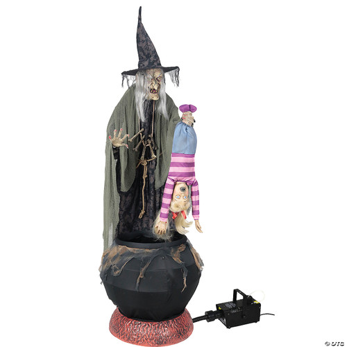 Animated Stew Brew Witch Prop w/ Fog Machine