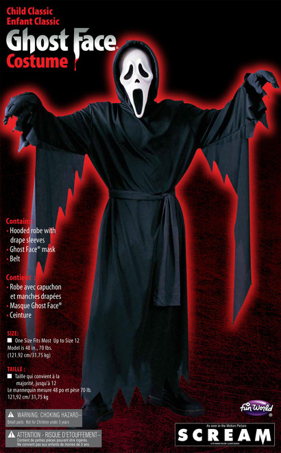 Scream Ghost Face Costume for Kids Package Insert