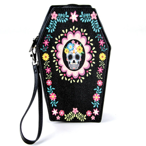 SUGAR SKULL COFFIN WALLET- Front View