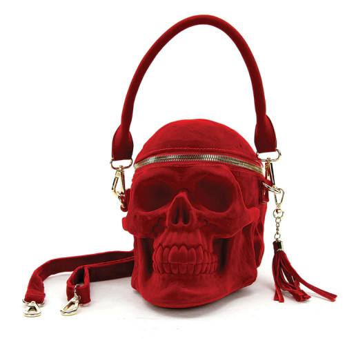 SKULL BAG RED VELVET- Front View