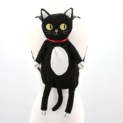 FURRY BLACK CAT BACKPACK- On Mannequin Front View