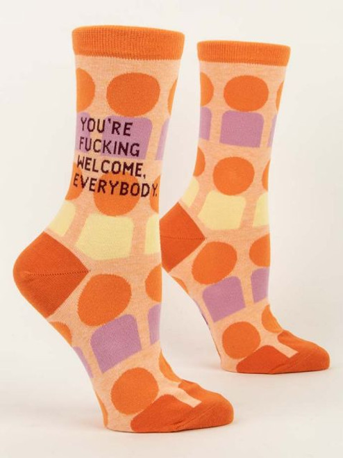 You're Fucking Welcome Crew Socks- side view